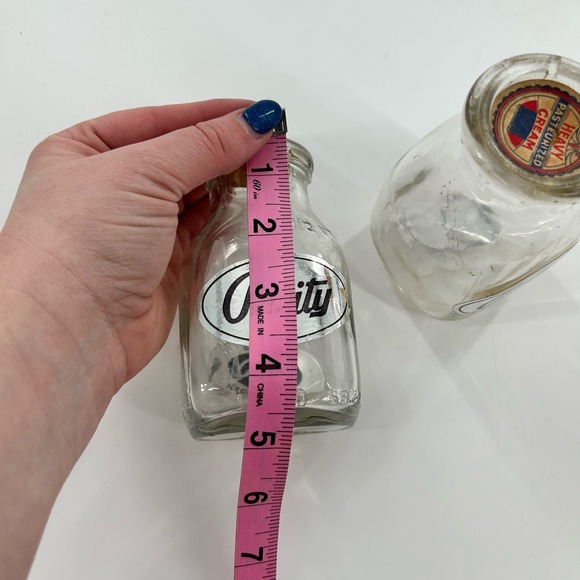 Vintage Purity Milk Jar Square Bottom Glass Half Pint Heavy Cream & Keychain - Picture 7 of 8